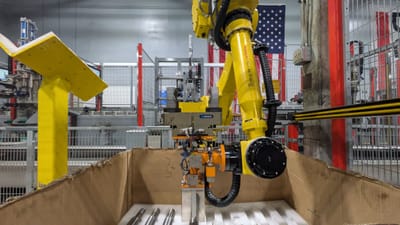 Robot che preleva i pezzi da un contenitore